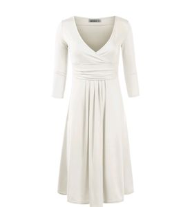 Half sleeve deep v neck dress